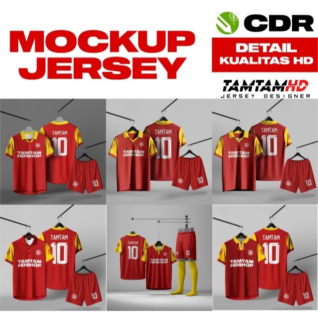 Mockup Jersey Polo Lengan Pendek Hanger (Corel Draw/CDR)