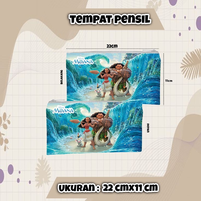 

Pencil Case Moana 02 Tempat Pensil 22cm x 11cm Kotak dompet pouch wadah kostak
