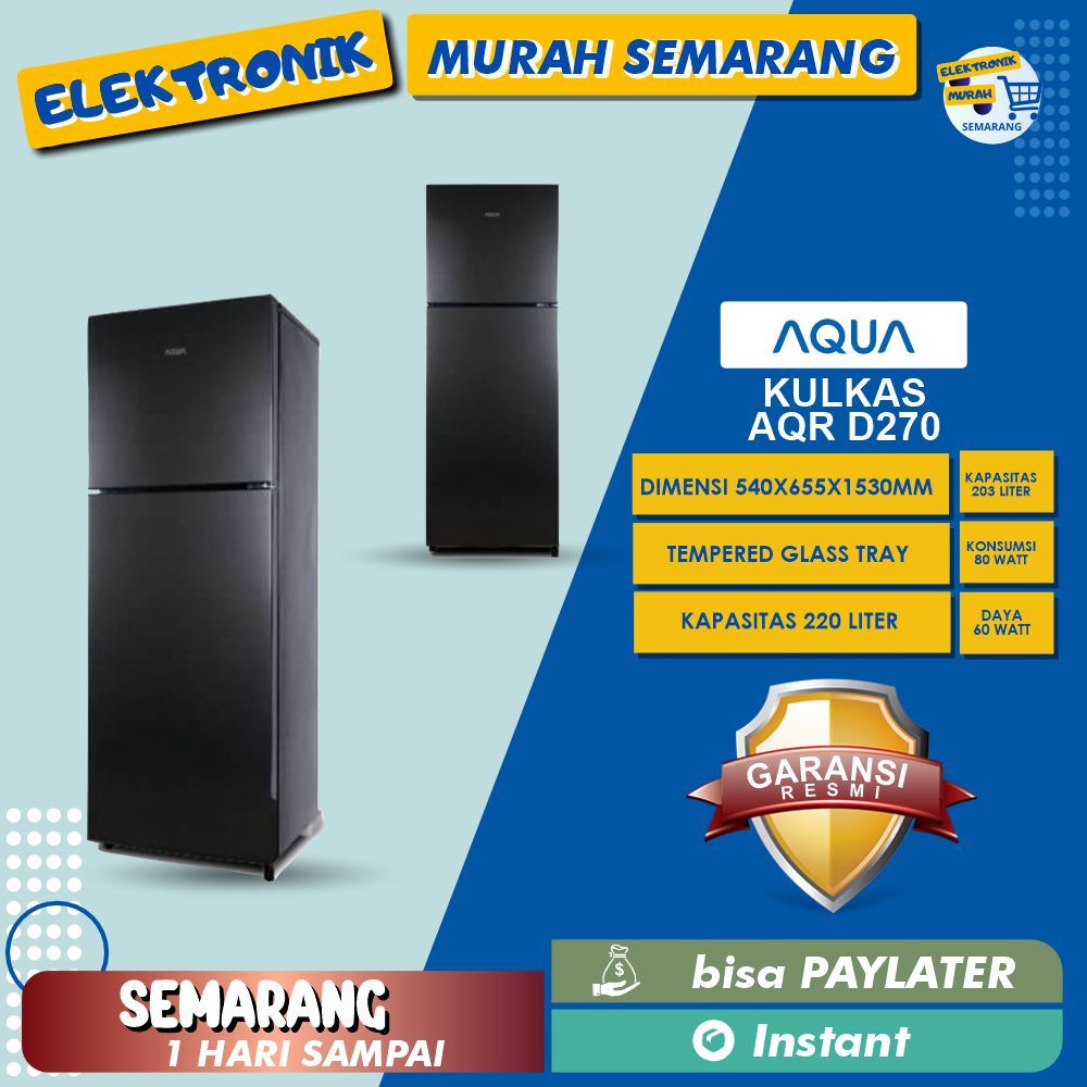 AQUA Elektronik AQR-D270(DG) Kulkas 2 Pintu Cosmetic Box 220 L - Dark Grey