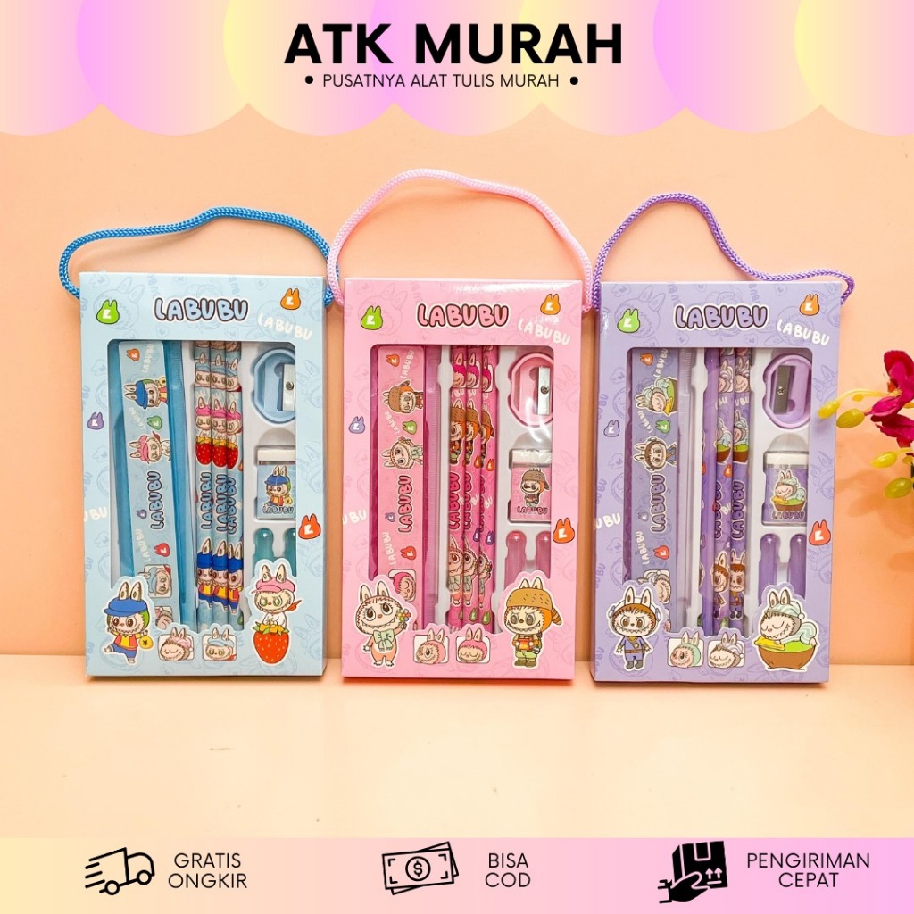 

SET ALAT TULIS BOX LABUBU 5 IN 1 SAT-1754 HAMPERS STATIONERY ALAT TULIS LABUBU PASTEL MURAH TERJANGKAU