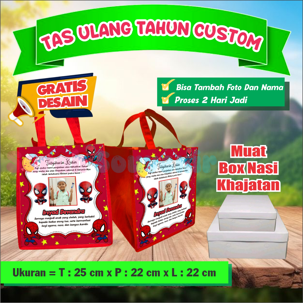 

Tas Khitanan Anak Souvenir Murah / Tas Khitanan Custom / Tas Khitan / Syukuran Khitanan / Tas Sunatan / Sunat Anak Laki laki/Tas Akekah Anak/Tas Khitan Polos/Tas Khitan Polosmix/Tas Akekah Polos/Tas Akekah Mix/Tas Spunbond/Tas Jajan Besar
