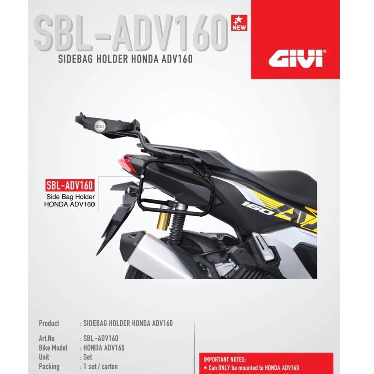 BRACKET BREKET BOX MOTOR SAMPING GIVI HONDA ADV 160 TAS SAMPING SBL GIVI | ORIGINAL