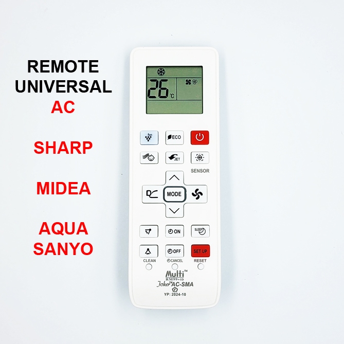 Remot Remote AC  Midea Sharp Aqua Sanyo Universal JOKER AC-SMA