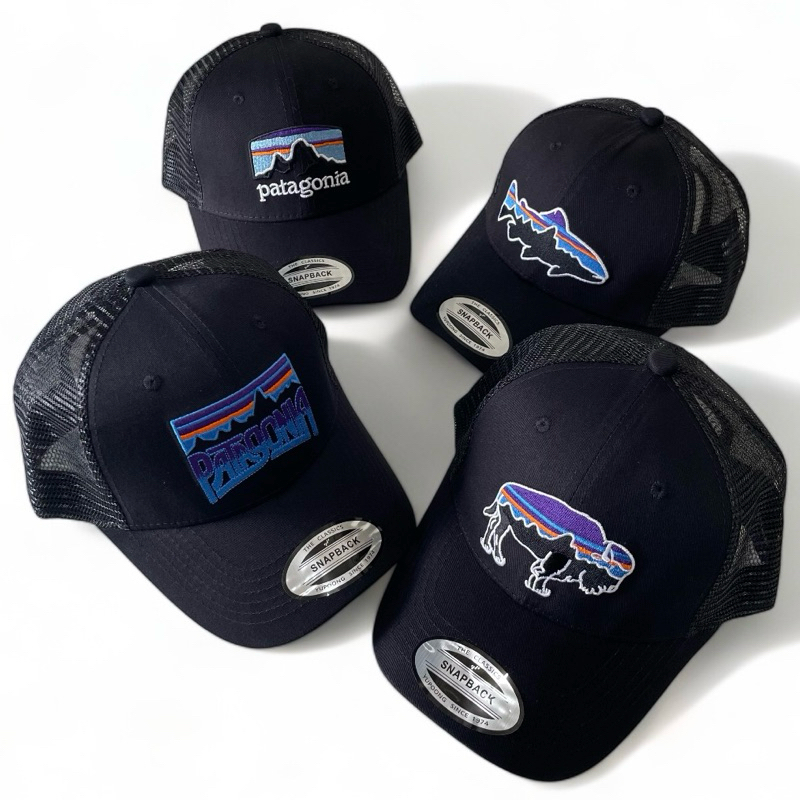 Topi PATAGONIA TRUCKER/Jaring import premium hitam pria wanita