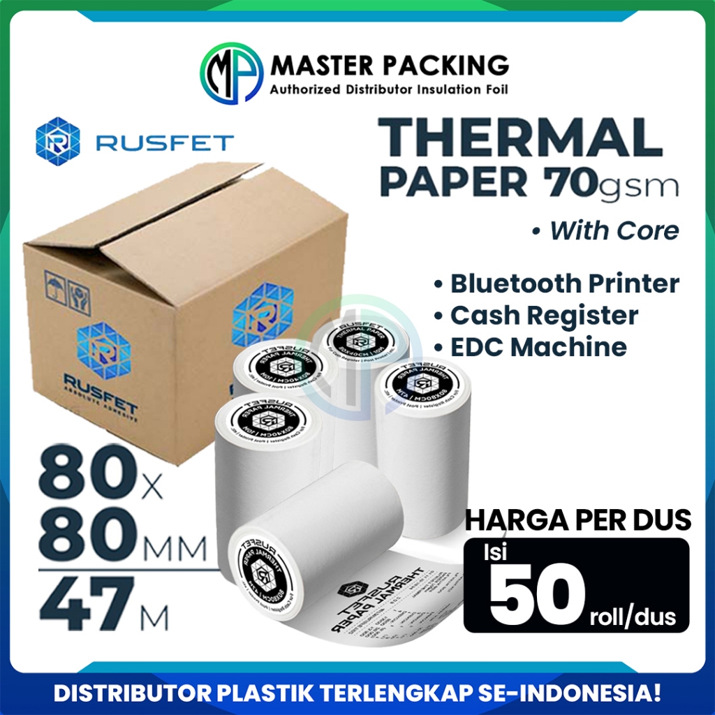 

Kertas Termal Struk Kasir Paper Thermal Roll Per Dus 50 Roll 80 X 80mm