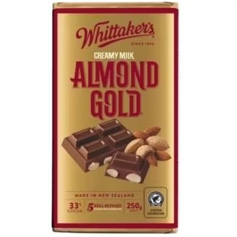 

Whittaker's Creamy Milk Almond Gold Chocolate Bar