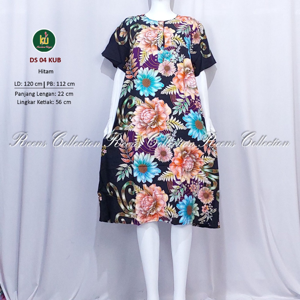 Batik Kencana Ungu Label Biru Daster LD 120 cm Busui 3 Kancing Model 04/08/09/36 Lengan Pendek