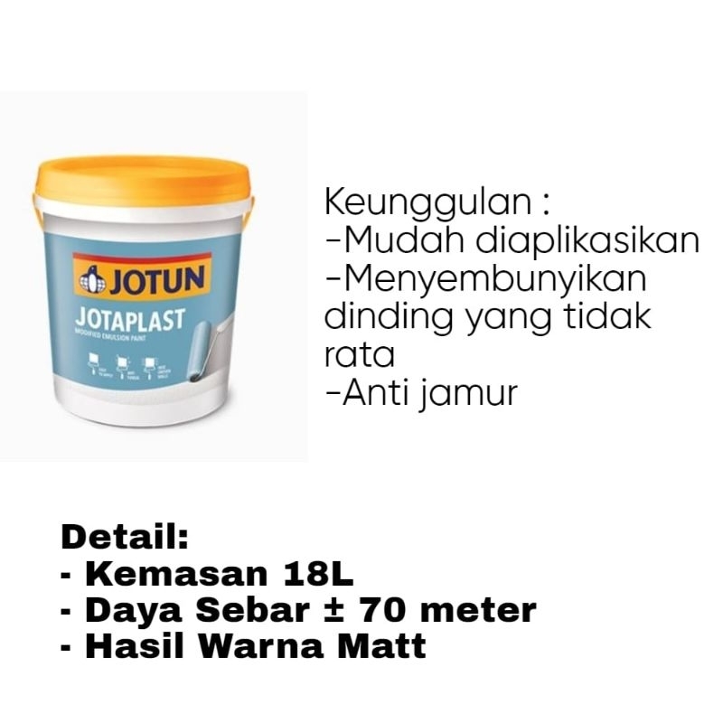 CAT TEMBOK INTERIOR JOTUN JOTAPLAST 26 KG 18 LITER (PAIL) BISA CUSTOM WARNA