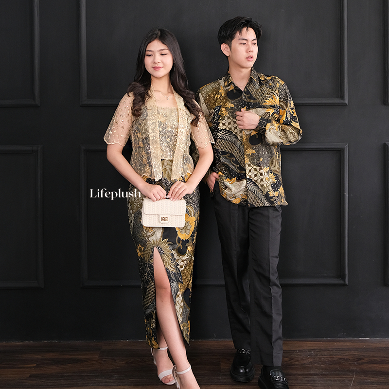 Dress Batik Modern Couple Organza Bordir Mewah Wanita Pesta Kondangan Cantik- Lifeplush HENA