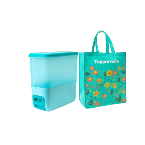 Tupperware Wadah Beras 10kg Biru, Rice Smart 10kg Blue with Gift (TAS)