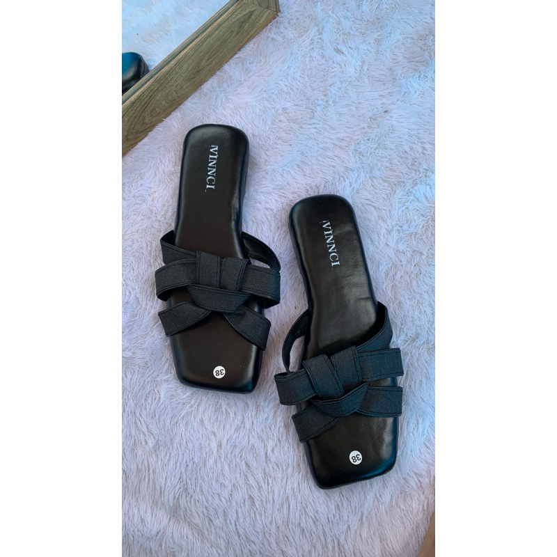 OFASHION sendal flat wanita model rajut