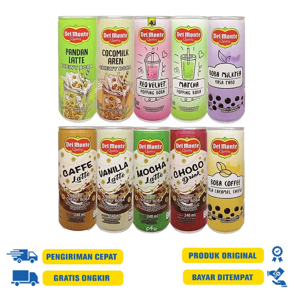 

Delmonte Chewy Boba Drink 240 ml - Caffe Latte | Vanilla Latte | Taro | Caramel Chesse | Matcha