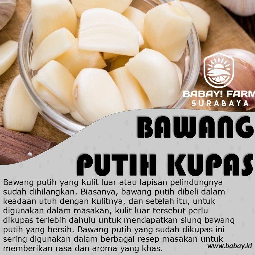 

Bawang Putih Kupas 250 500 gr 1 kg / peeled garlic 250 500 gram 1 Kilogram