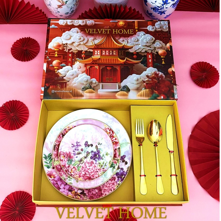 Hampers imlek Piring Peralatan Makan Dining SET Callista Gift set emerald hamper bunga piring makan 