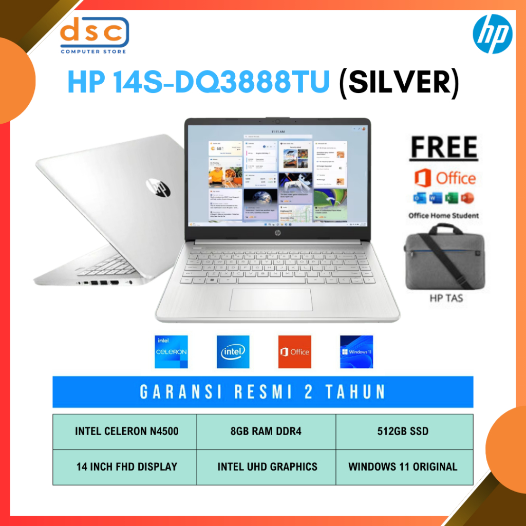 HP 14S-DQ3888TU (Silver) Laptop Intel Celeron N4500