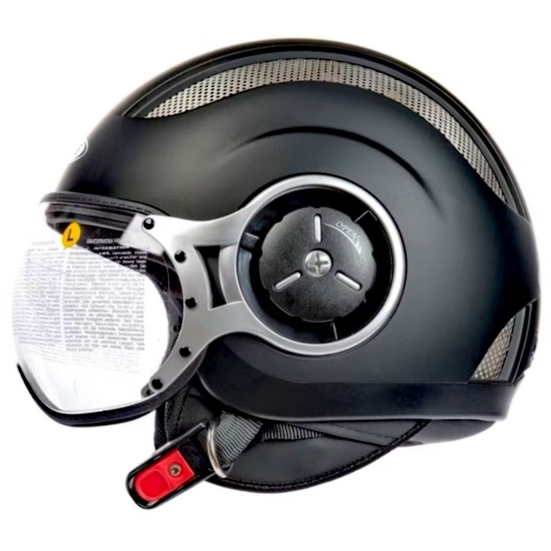 HELM ZEUS 218 MATT BLACK HITAM DOFF PILOT RETRO VESPA HARLEY