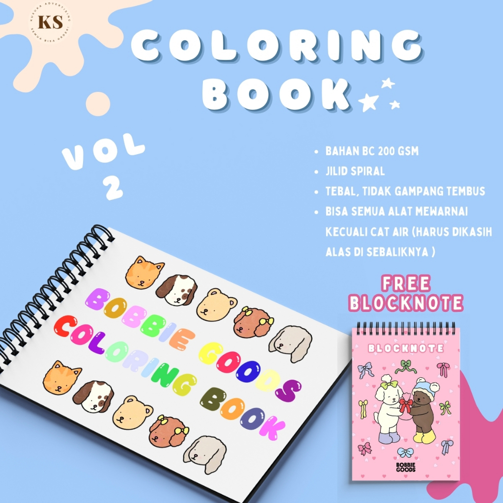 

Bobbie's Goods Vol.2 Coloring Book Buku Mewarnai Anak Remaja Dewasa Aesthetic Kertas Tebal