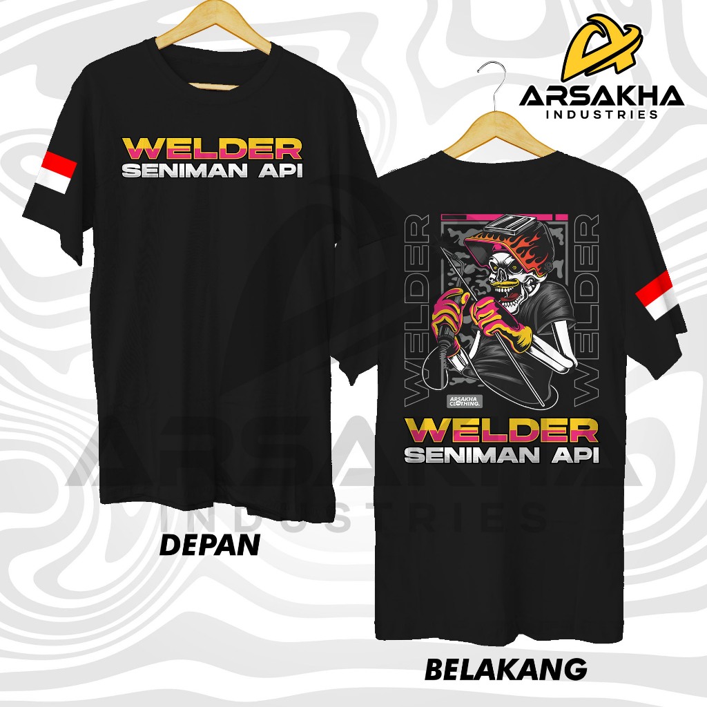Kaos Welder Seniman Api Tengkorak Pink keren Baju Distro - Arsakha Industries