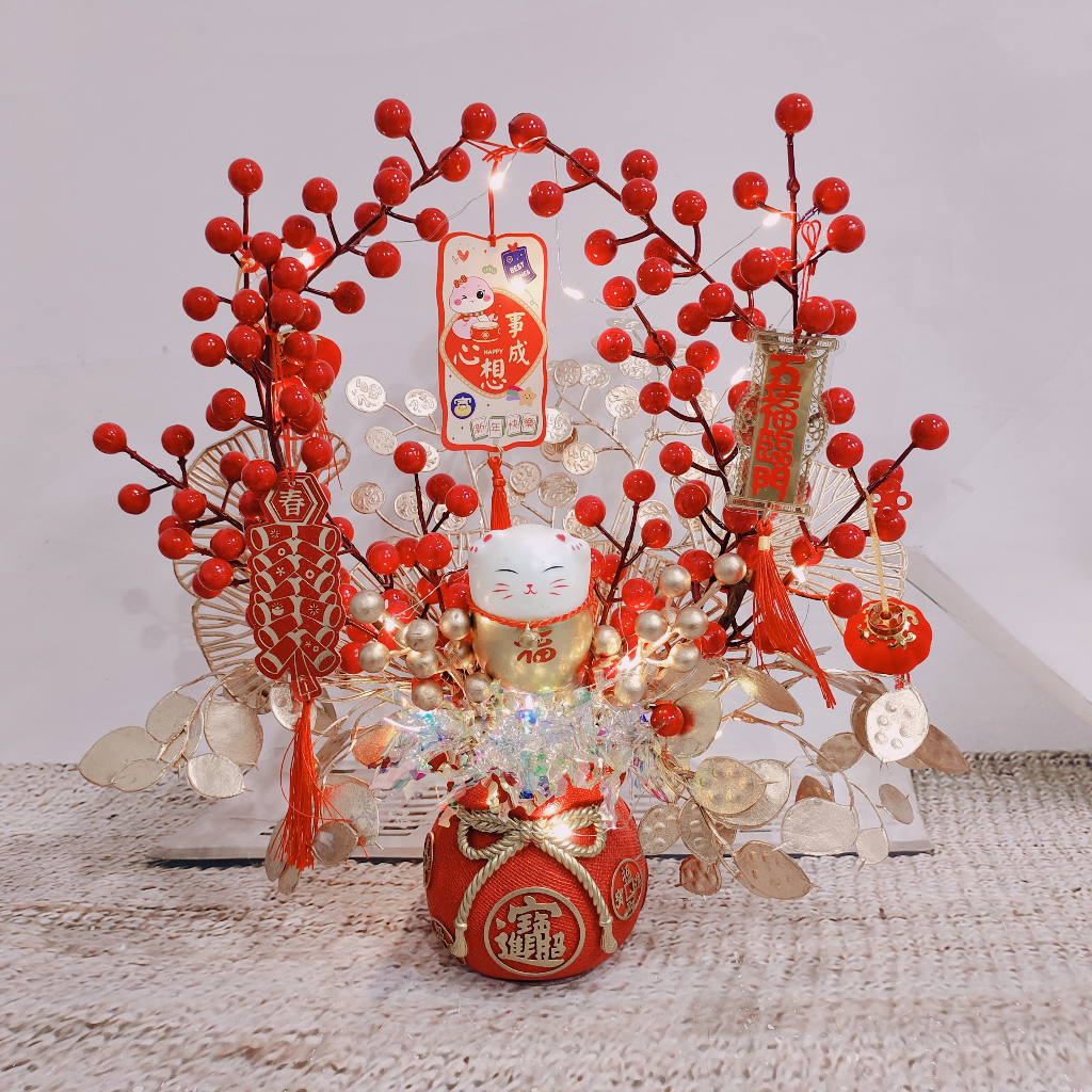 

Hampers Bunga Imlek WUFULINGMEN - Vas Set Bunga CNY Dekorasi Pajangan