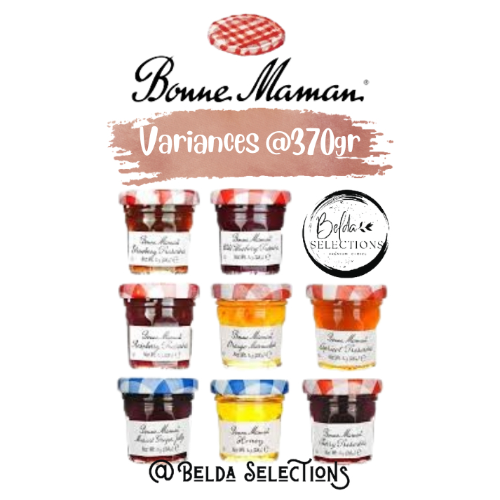 

Bonne Maman jam 370gr (Variance Apricot, Blueberry, Blackberry, Fig, Four Fruits, Orange, Peach, Cherry, Strawberry)