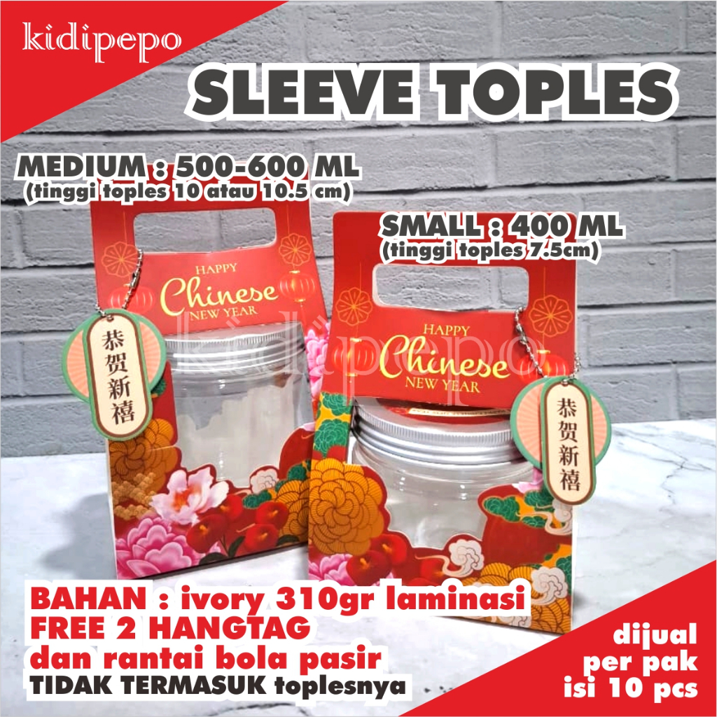 

SLEEVE TENTENGAN TOPLES JAR IMLEK CNY - isi 10 set