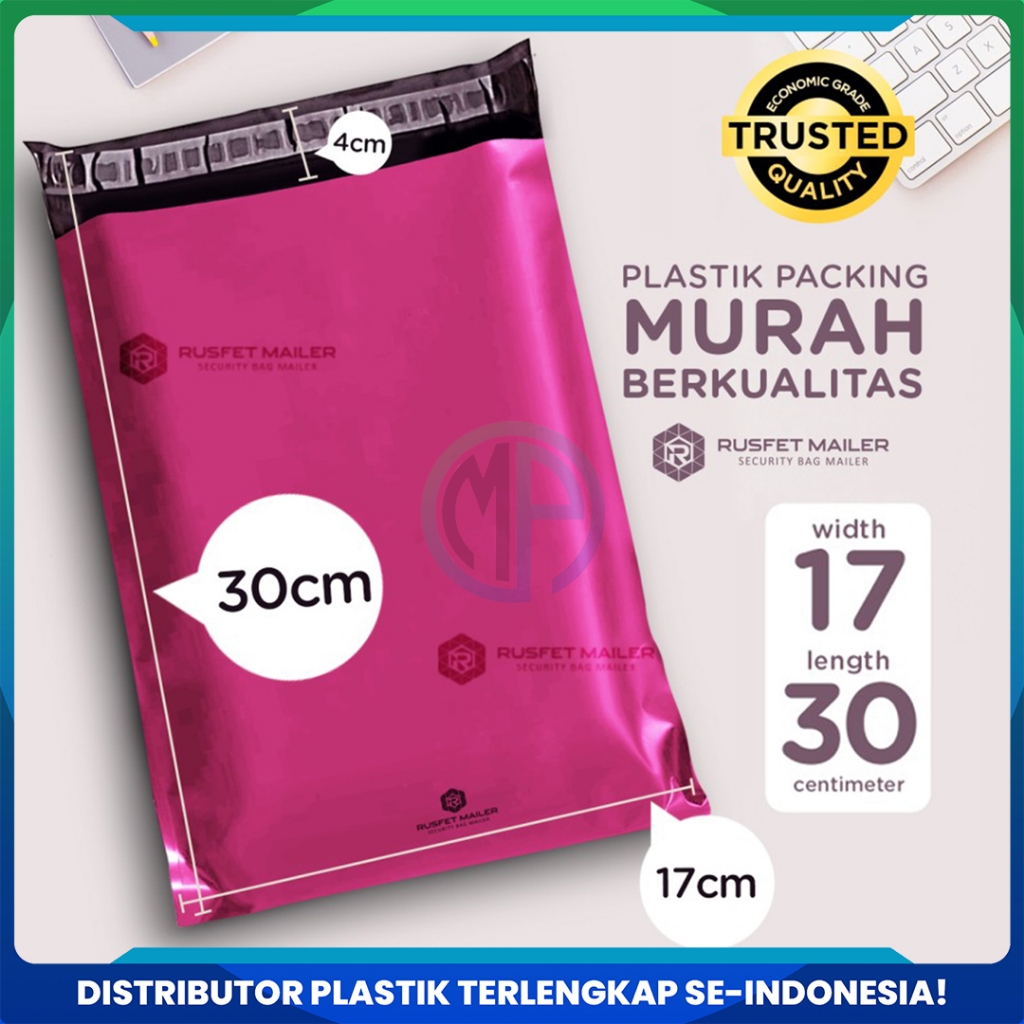 

Amplop Plastik Polymailer Pink 17cm x 30cm Low Cost Plastic Packing Polos Online shop Rusfet Murah