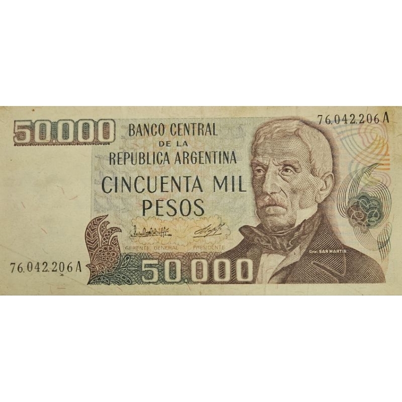Uang Asing Negara Argentina 50.000 Peso 1979-1983 Kondisi XF Utuh original 100%
