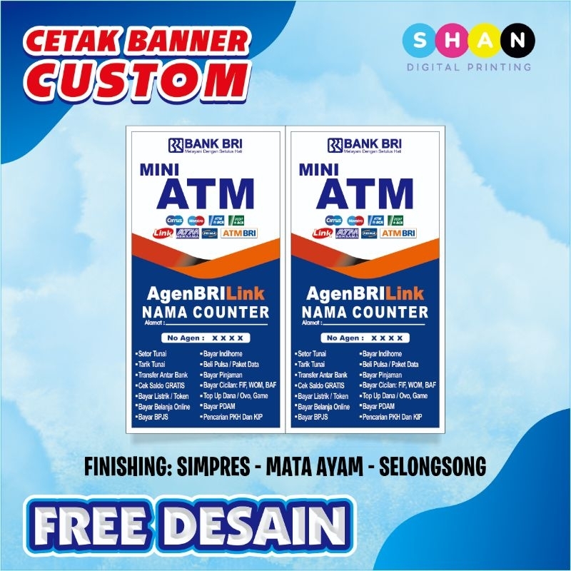 Banner BRILINK | Banner MINI ATM Custom ukuran 50x100