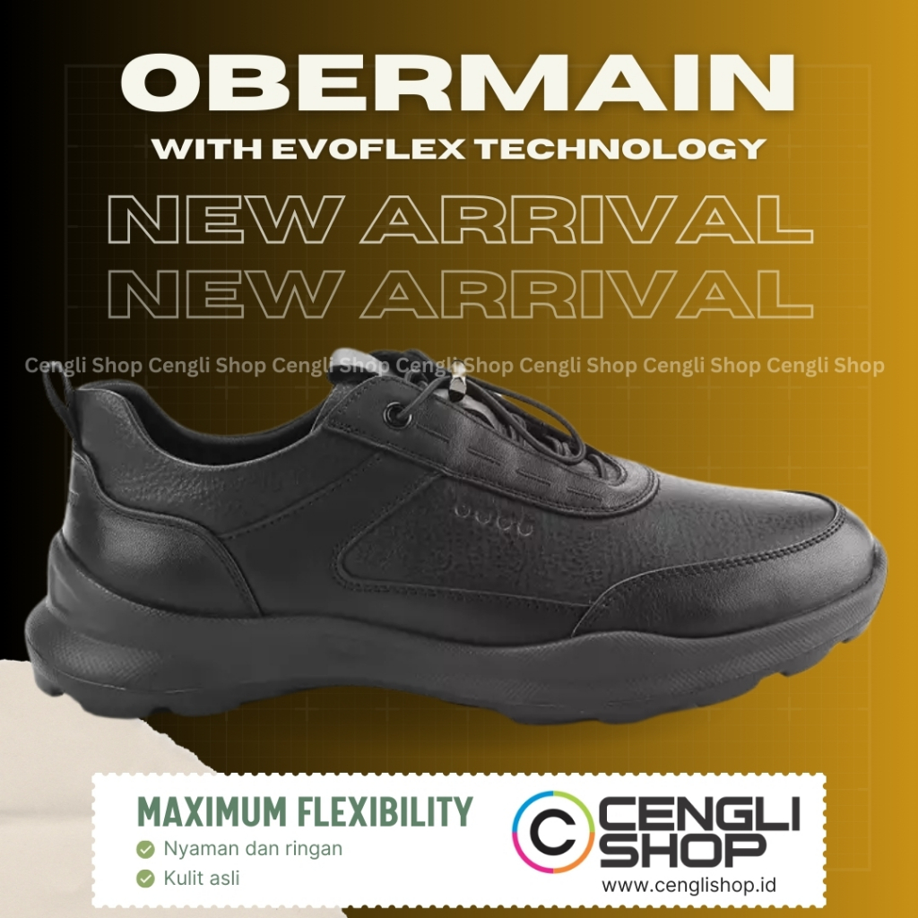 SEPATU OBERMAIN SNEAKER KASUAL PRIA ORIGINAL SNEAKERS CASUAL KETS KULIT ASLI ORI ALL FULL BLACK HITA