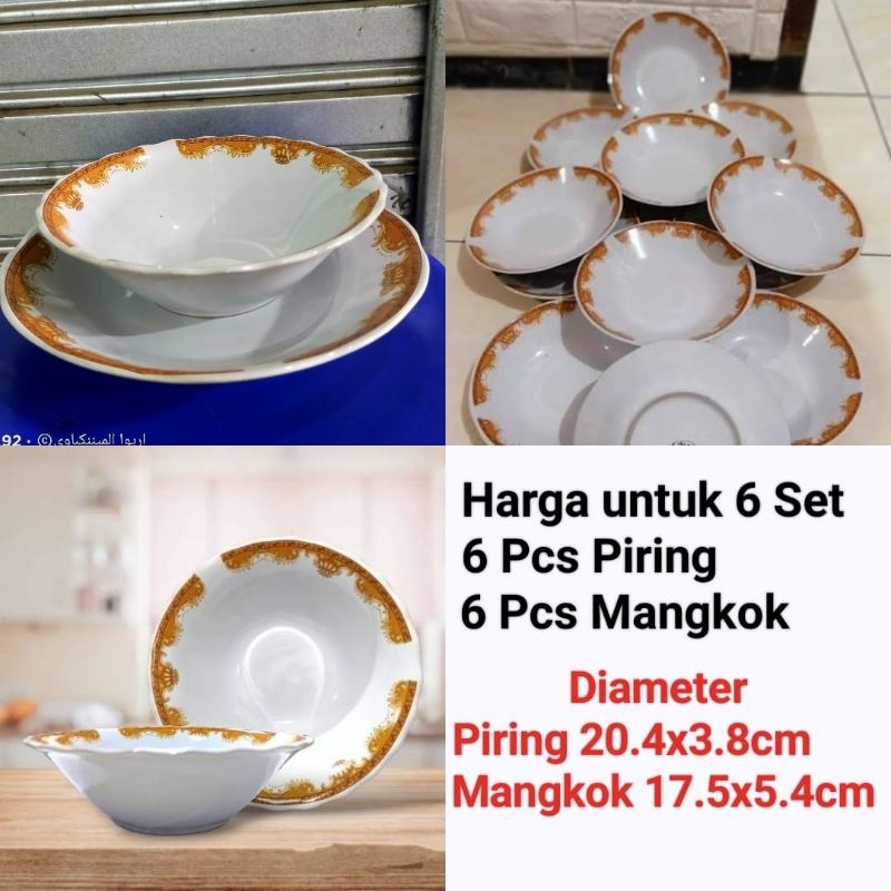 piring makan keramik mangkok keramik Mahkota (Harga 6 Set) Lilia