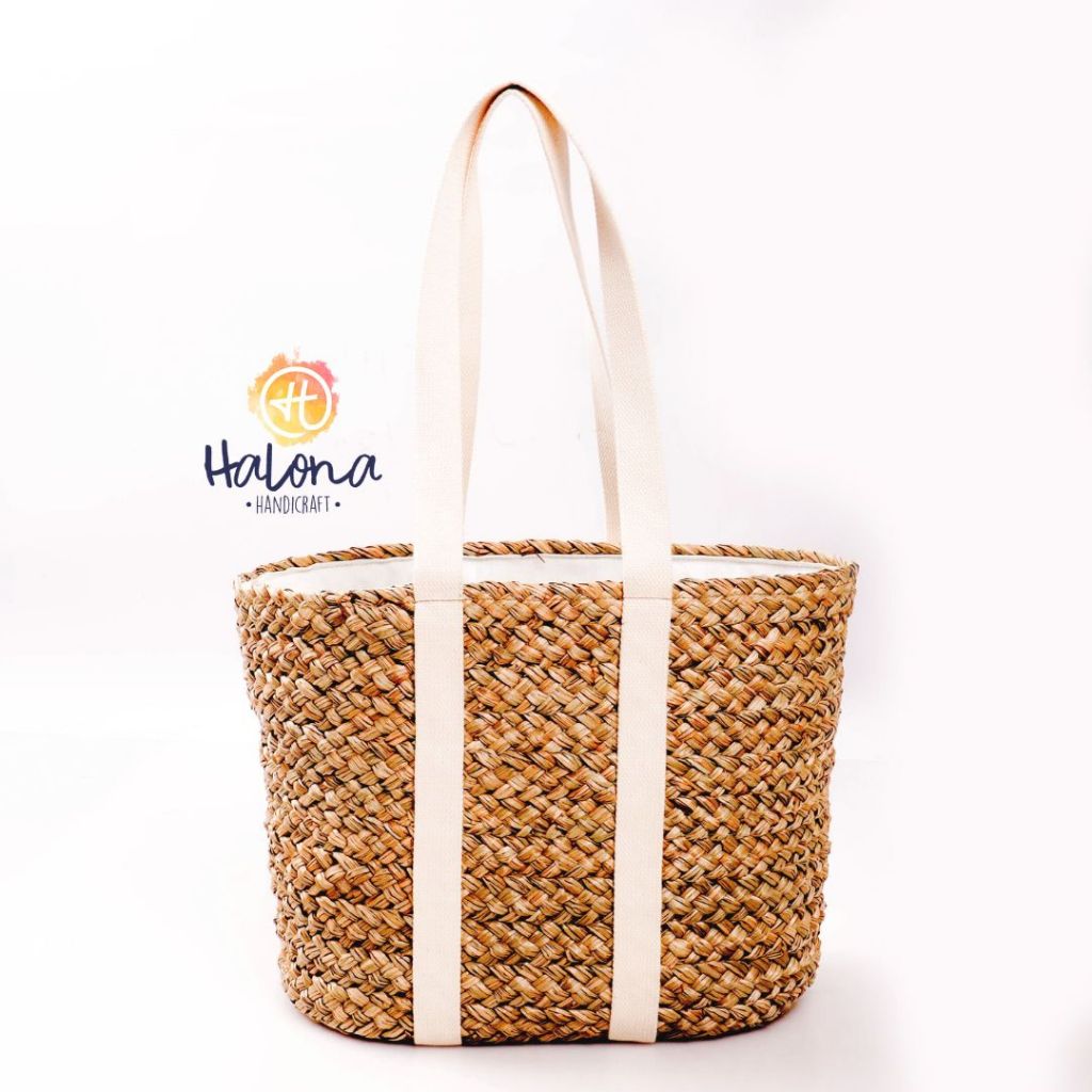 Tas Wanita Jumbo Totebag/totebag Anyaman Mendong Wanita Natural Doble Handle