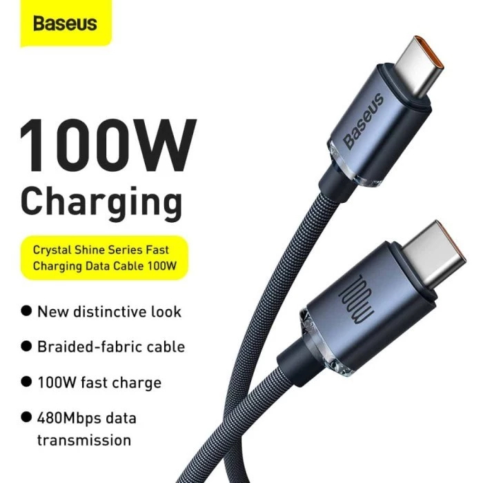 [ BASEUS ] Kabel Crystal Shine Series Type-C to Type-C 100W 1.2M / 2M