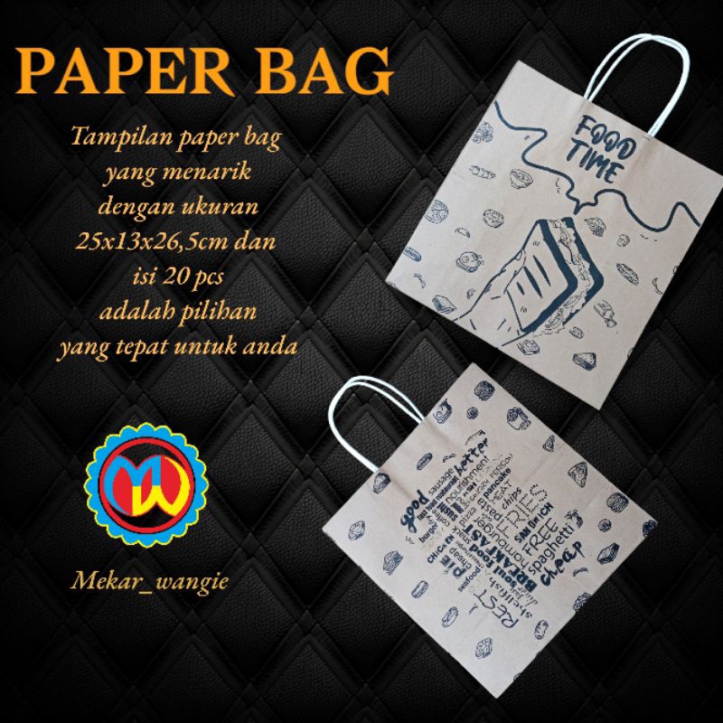 

PAPER BAG UKURAN 25x13x26,5 cm (1 pak isi 20 pcs)