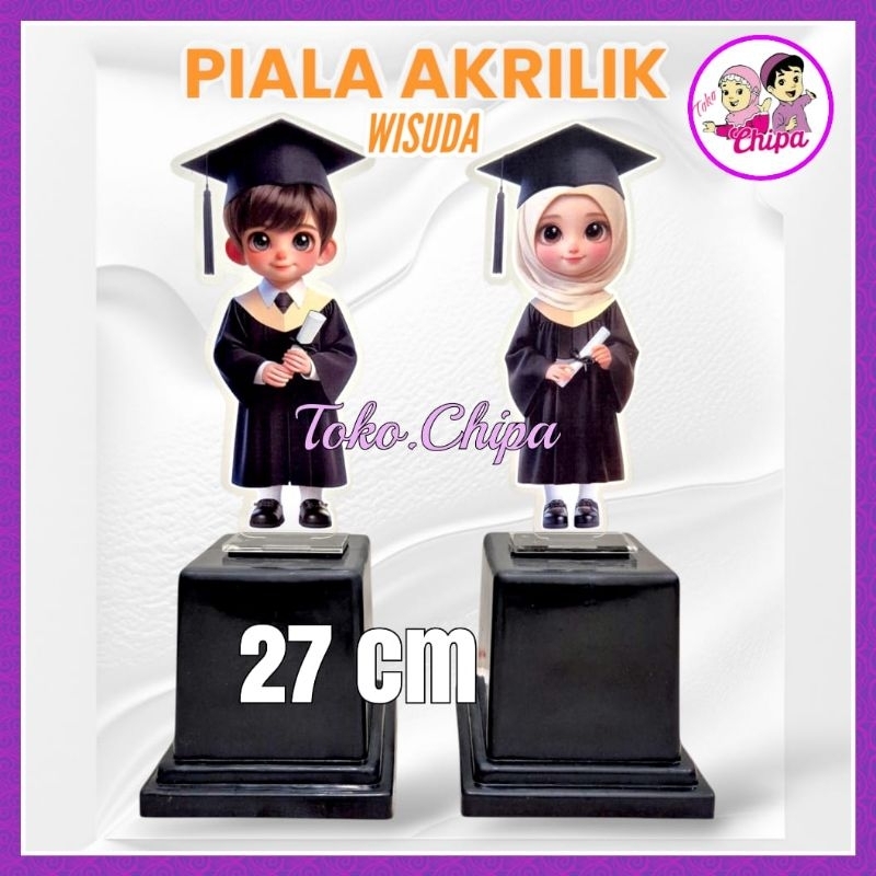 PIALA Akrilik wisuda anak / souvenir hadiah tropi murah / untuk laki laki , hijab TK Paud SD