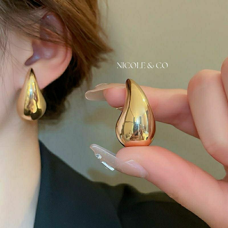 Nicole & Co (Q02) - Anting Stud Water Drop / Earring Stud / Earing Gold / Anting Emas / Anting Wanit