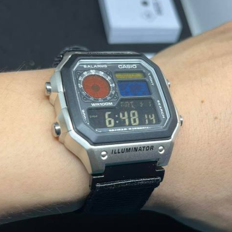Casio AE-1200 Royale Stealth Black strap nato kanvas Military style Black ops Custom Casio Mod Royal