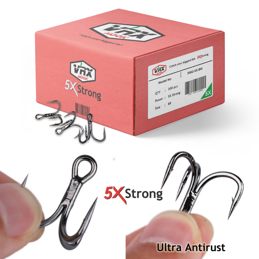 Treble Hook 5x Strong VRX Ecer Kail Pancing Jangkar Trible Tribel Warna Hitam Model 5062-5X-BN L115