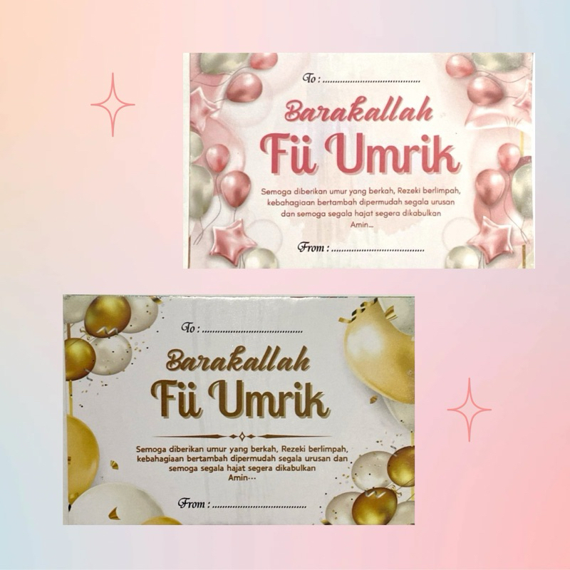 Greeting Card BARAKALLAH FII UMRIK - Gift Card - Kartu Ucapan Birthday - Aesthetic - Kartu Ucapan  U