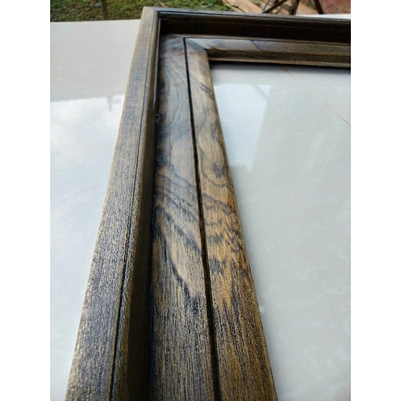 frame kayu jati/figura lukisan kayu jati rustik alami
