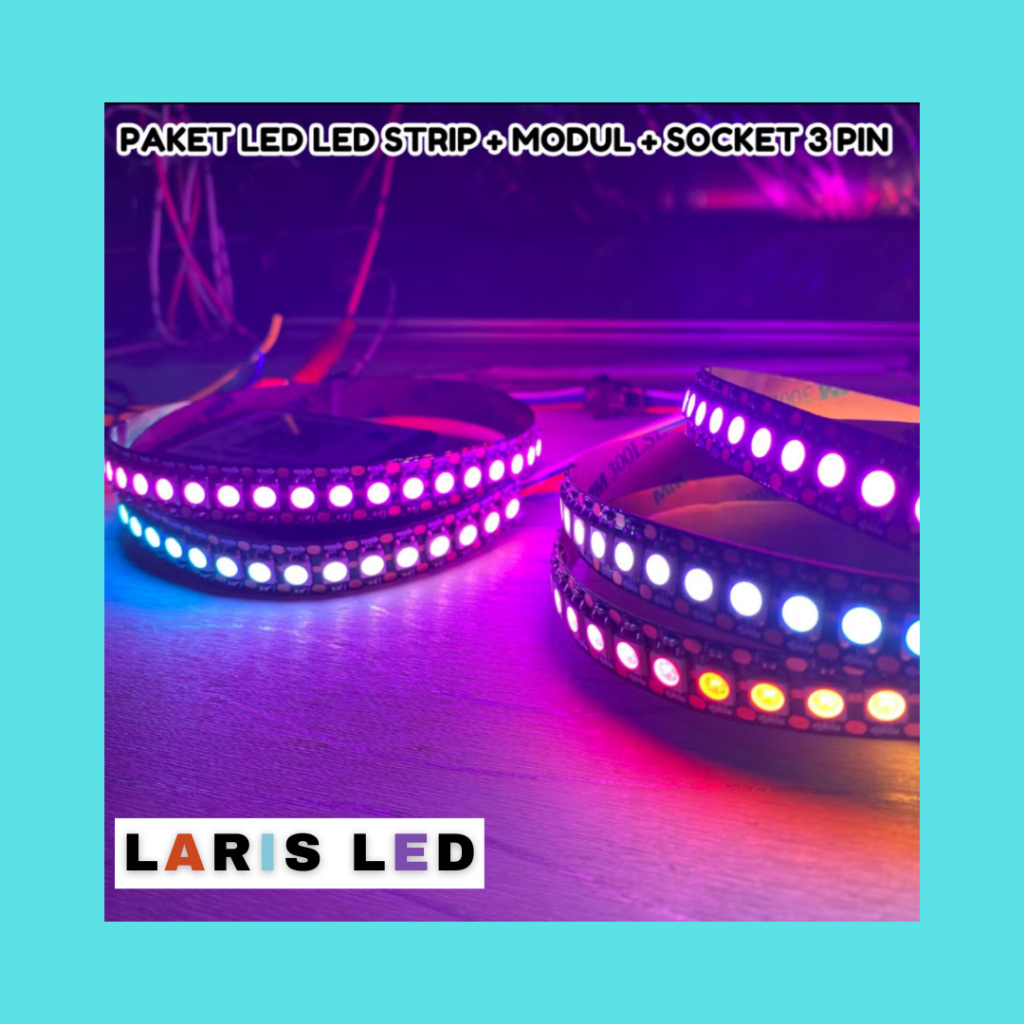 LAMPU LED STRIP RGB WS2812B 1 METER + MODUL DMX RGB LED DAN SOCKET 3 PIN