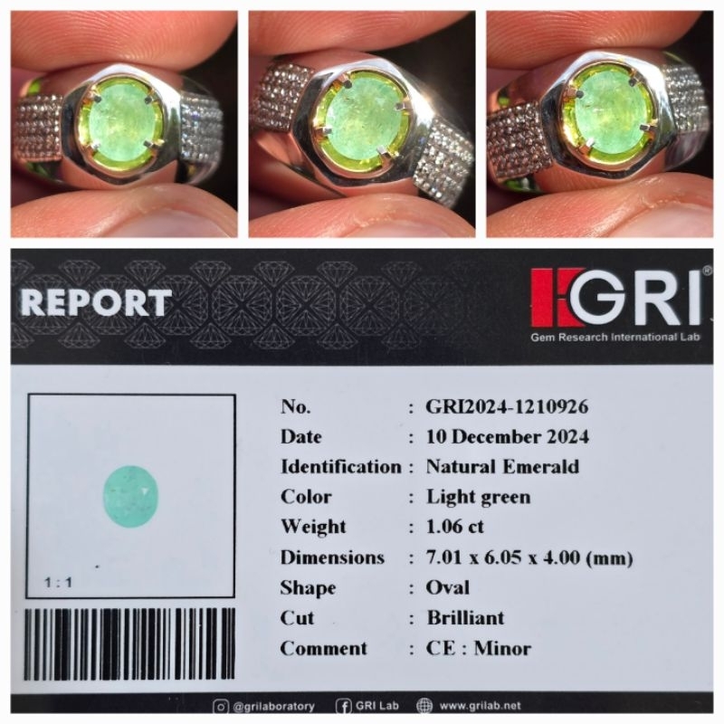 Natural Zamrud Green Emerald Minor Memo 1.06 crt