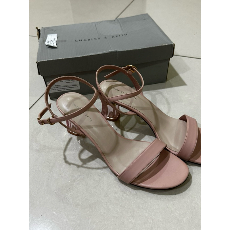 Preloved Charles N Keith Pink Heels || Sendal Sepatu Wanita Second