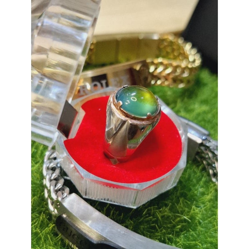 Cincin Batu Bacan Cokmer Crystal Giwang High Quality (Perak)