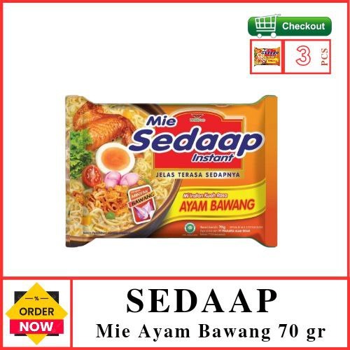

Mie Sedaap Instan Ayam Bawang 70 gr Isi 3 pcs