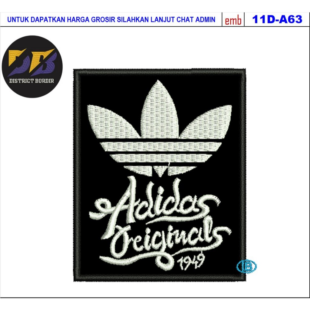 PATCH BORDIR LOGO ADIDAS    11  A-D 63 EMBROIDERY EMBLEM- DISTRICT BORDIR