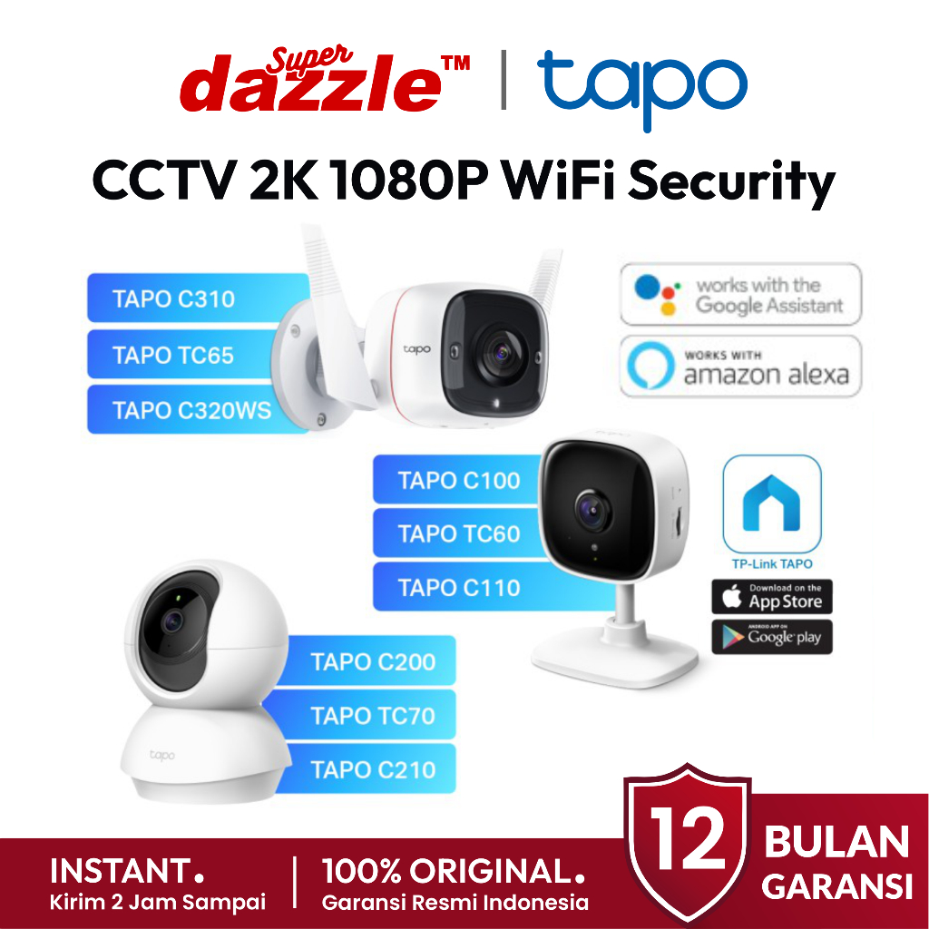 [ TERLARIS ] TPLINK TAPO Smart CCTV 4K 2K Wifi IP Camera 1080P HD Original 100% Resmi Official Store