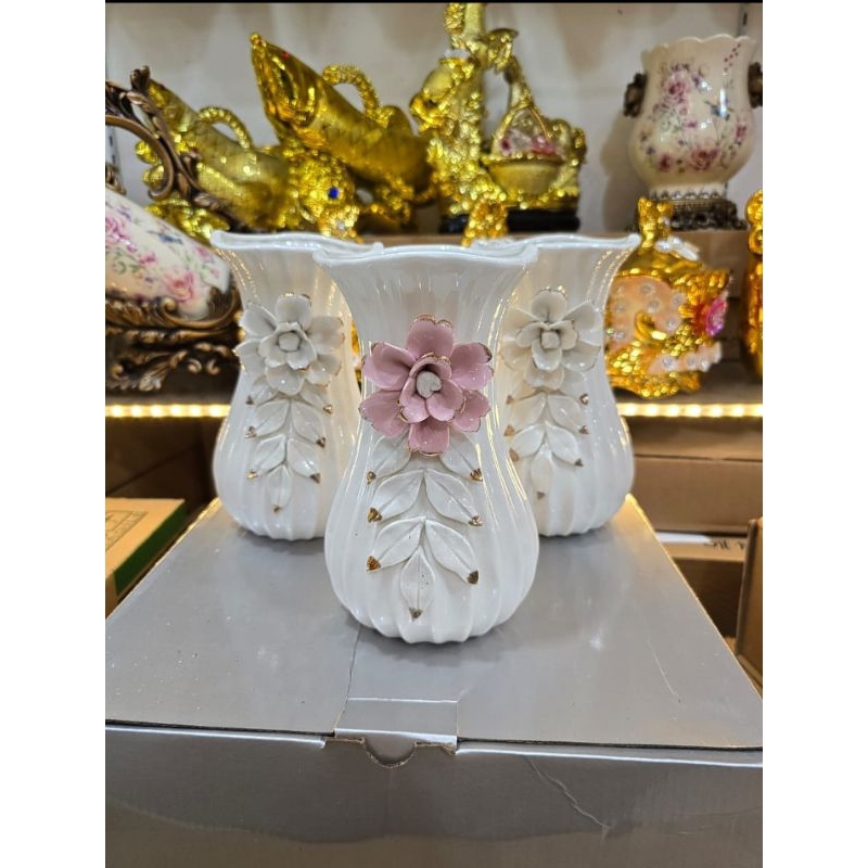 vas keramik hias import Italy mewah / pajangan keramik aesthetic / pajangan lemari hiasan / hiasan k