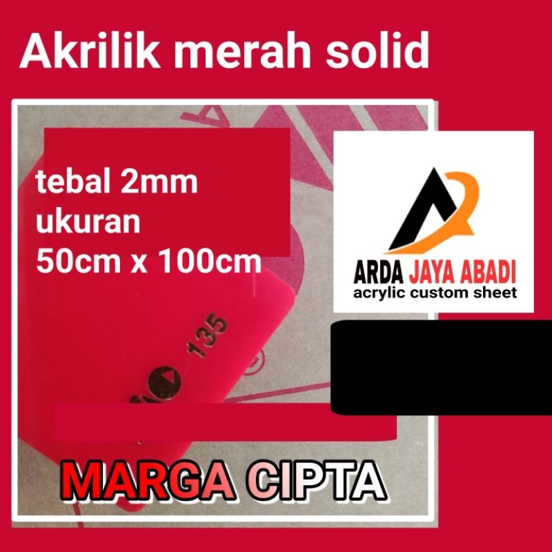 akrilik 2mm merah 50 x 100 akrilik lembaran merah solid marga cipta
