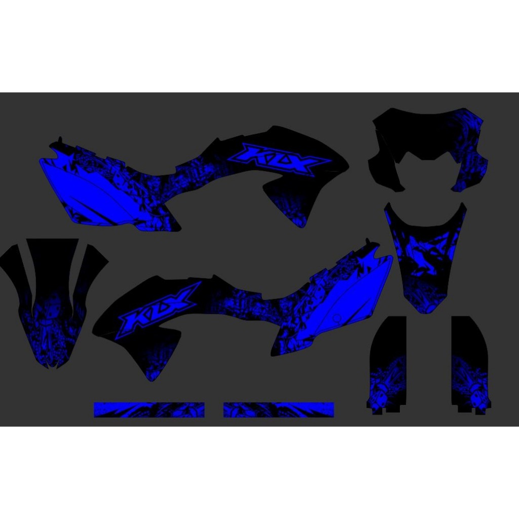 Decal Sticker Kawasaki Klx 150 Bf Stiker Klx Full Body motif simpel biru hitam