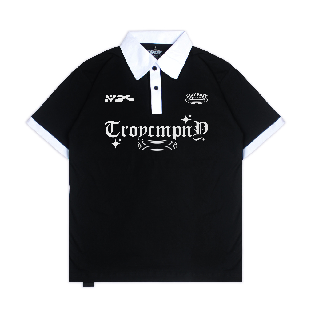 Troy Company Wangky Polo Shirt Black White Luxuria - Kaos Polo Pria Hitam Putih WKD 2900